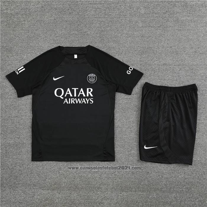 Fato de Treino Paris Saint-Germain Manga Curta 2022-2023 Preto - Calcas Curta
